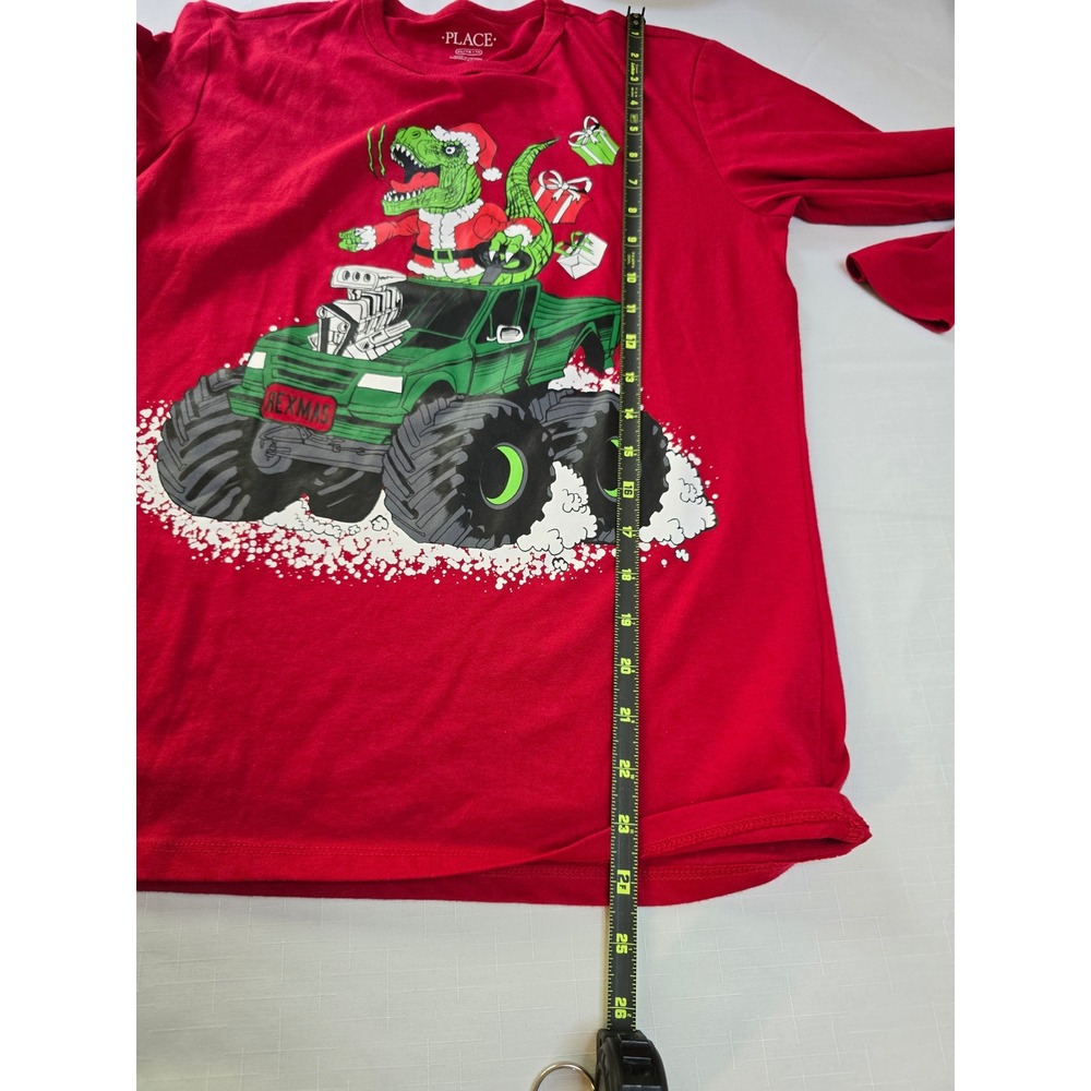 Boys The Childrens Place Christmas TRex Shirt and Black Cargo Jogger Set Size 14 - Picture 7 of 8